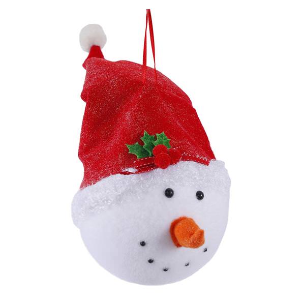 16" x 6" Red Hat Snowman Head Ornament