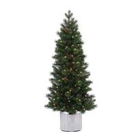 Vickerman 5' x 28" Artificial Stockton Spruce 200 Warm White Italian LED Lights with Pine Cones