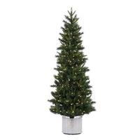 Vickerman 6' x 32" Artificial Stockton Spruce 300 Warm White Italian LED Lights with Pine Cones