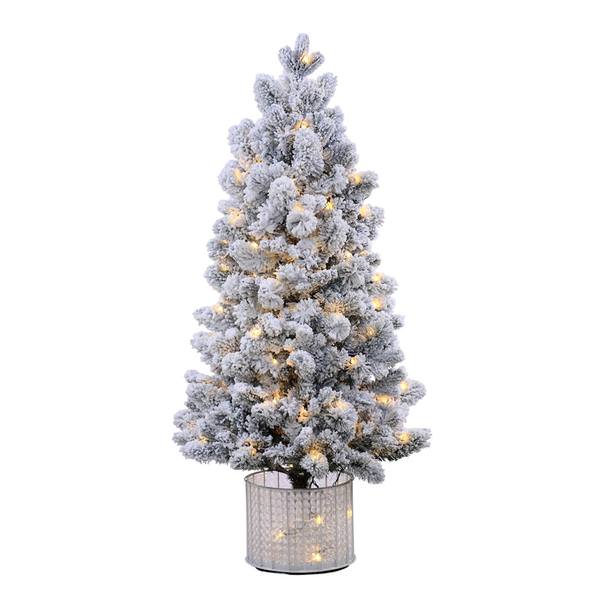 6' x 32" Artificial Flocked Morgan Spruce 300 Warm White Italian LED Lights