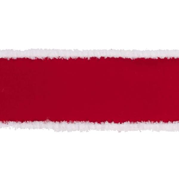2.5" x 10yd Red Velour White Edge Ribbon