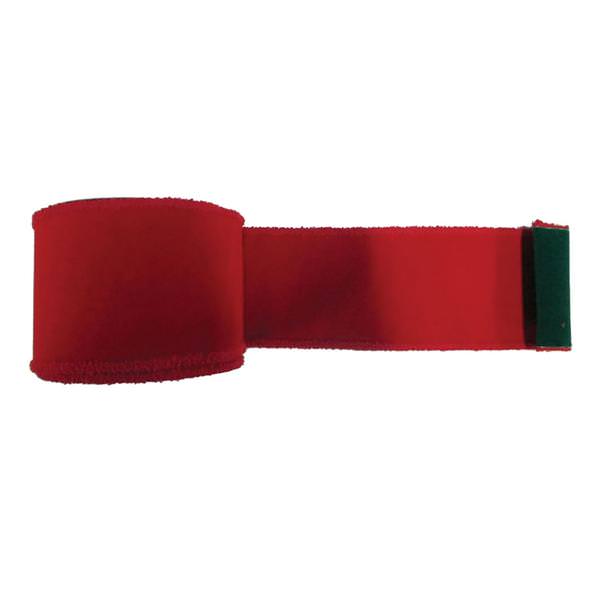 4" x 10yd Red Velour Red Edge Ribbon