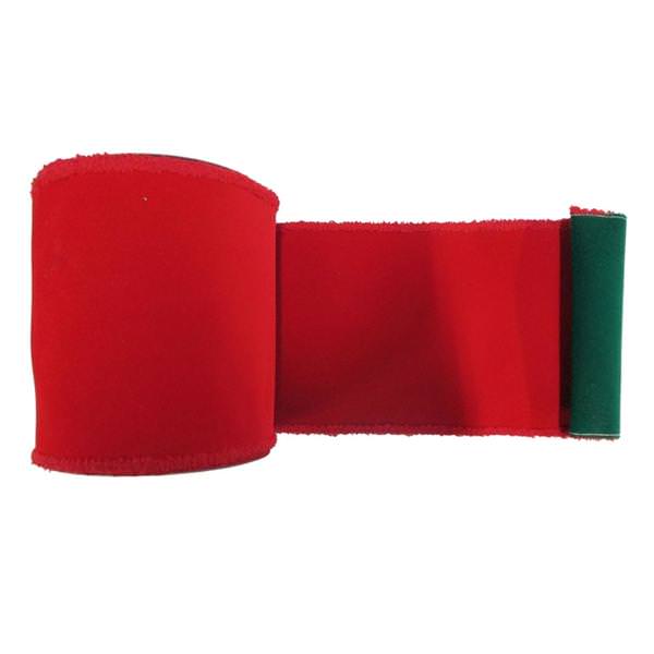 6" x 10yd Red Velour Red Edge Ribbon