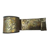 Vickerman 4" x 10yd Silver Lamé Gold Filigree Ribbon