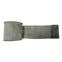 Vickerman 4" x 10yd Gray / Tan Puzzle Piece Design Ribbon