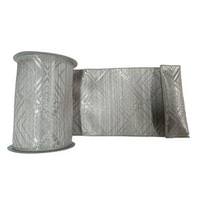 Vickerman 6" x 10yd Silver Geometric Jacquard Ribbon
