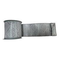 Vickerman 4" x 10yd Pewter Geometric Jacquard Ribbon