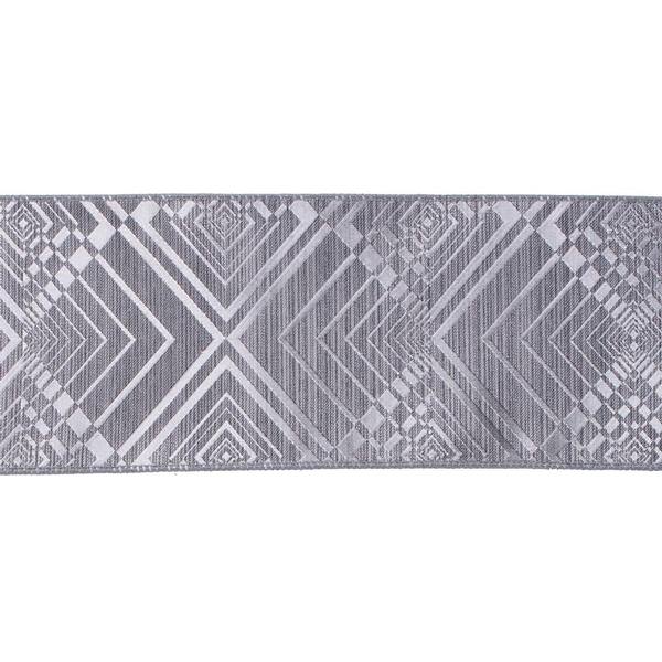 6" x 10yd Pewter Geometric Jacquard Ribbon