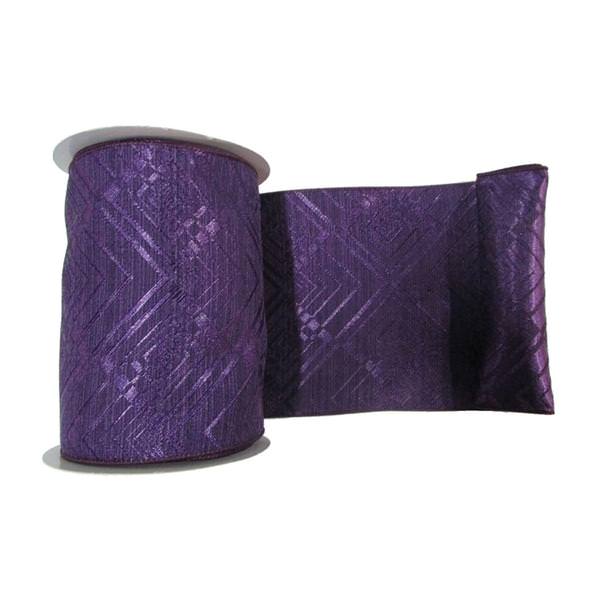 6" x 10yd Plum Geometric Jacquard Ribbon