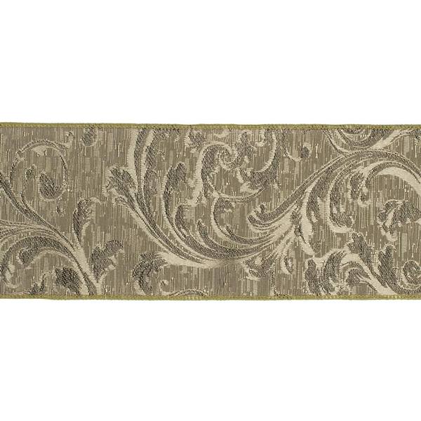 4" x 10yd Sage Filigree Jacquard Ribbon