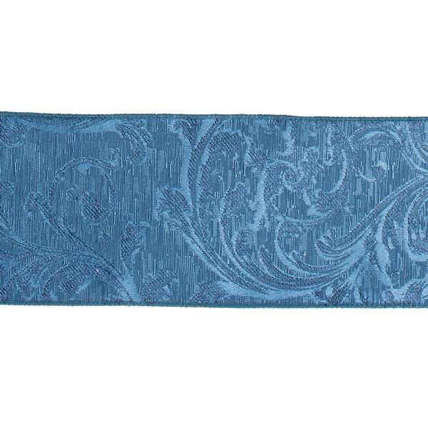 4" x 10yd Blue Filigree Jacquard Ribbon