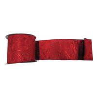 Vickerman 4" x 10yd Red Filigree Jacquard Ribbon