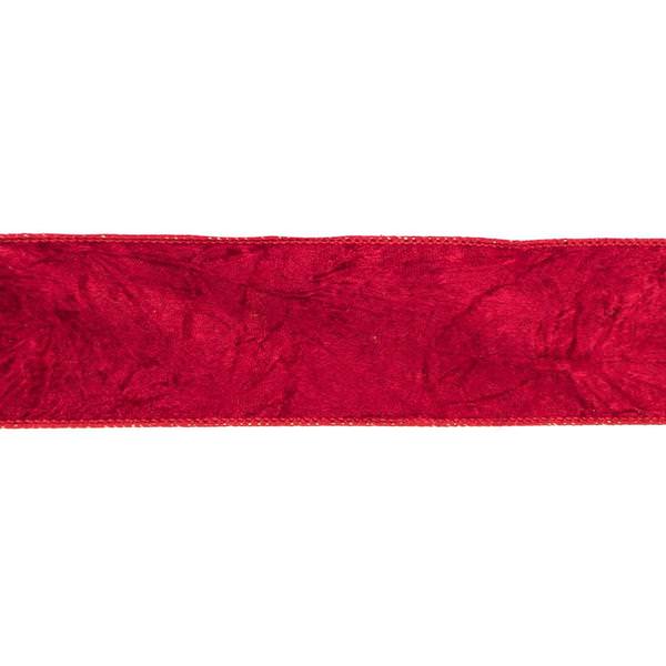 4" x 10yd Red Crushed Velvet Gold Lame Backing Ribbon