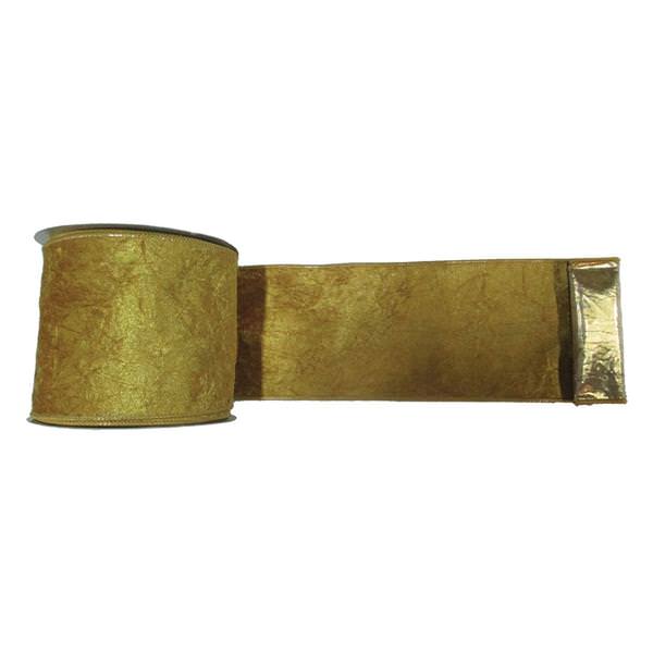 4" x 10yd Gold Crushed Velvet Gold Lamé Ribbon