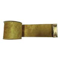 Vickerman 4" x 10yd Gold Crushed Velvet Gold Lamé Ribbon
