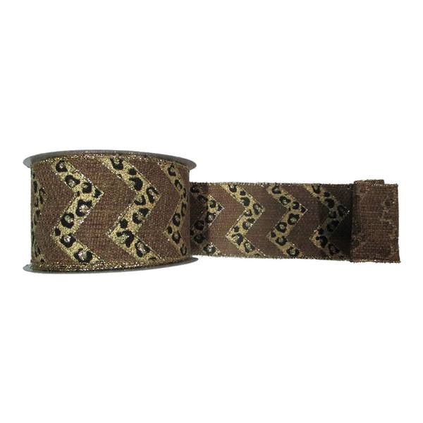 2.5" x 10yd Animal Print Chevron Burlap Ribbon