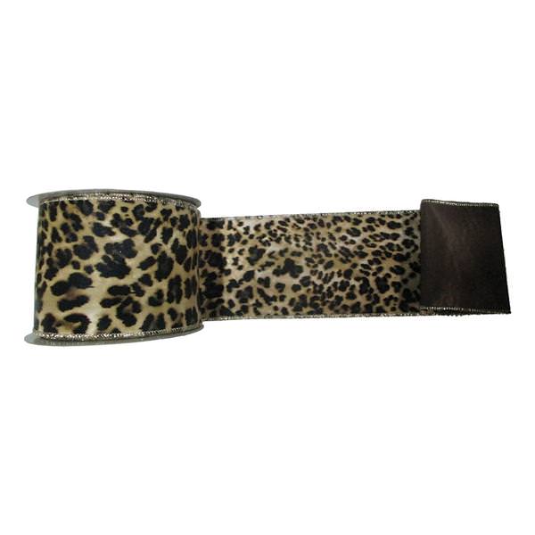 4" x 10yd Natural Leopard Ribbon