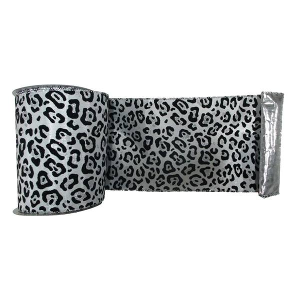 6" x 10yd Black / White Leopard Ribbon
