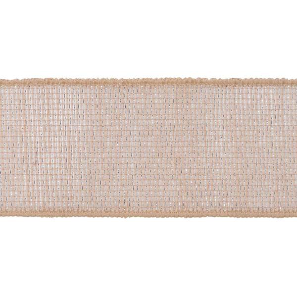 2.5" x 10yd Silver Beige Screen Weave Ribbon
