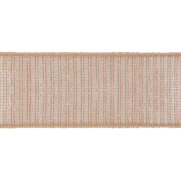 4" x 10yd Red-Green Beige Screen Weave Ribbon