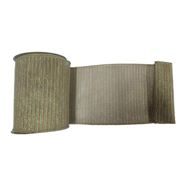 6" x 10yd Red / Green / Beige Screen Weave Ribbon