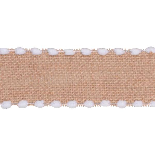 2.5" x 10yd Natural Burlap Wired Snowball Edge Ribbon
