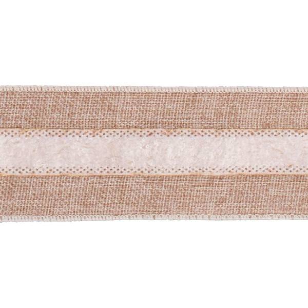4" x 10yd Ecru Soft Burlap White Stripe Ribbon