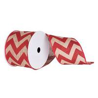 Vickerman 4" x 10yd Burlap Red Chevron Ribbon