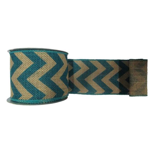 4" x 10yd Teal Chevron Burlap Ribbon