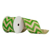 Vickerman 4" x 10yd Burlap Lime Chevron Ribbon