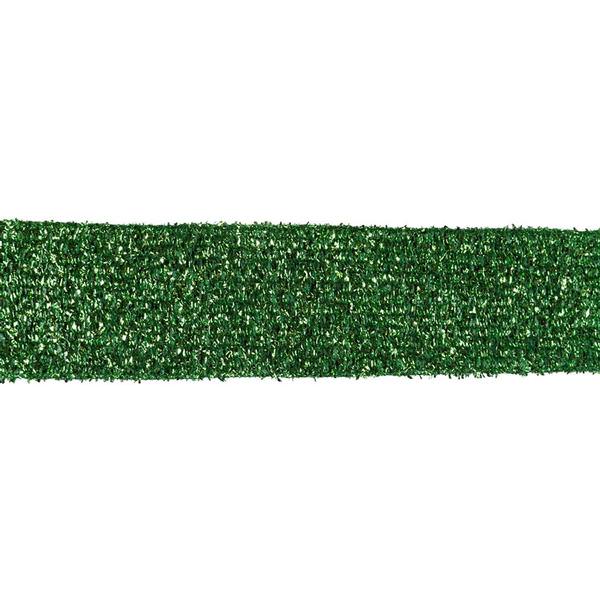 2.5" x 10yd Green Woven Metallic Wired Ribbon
