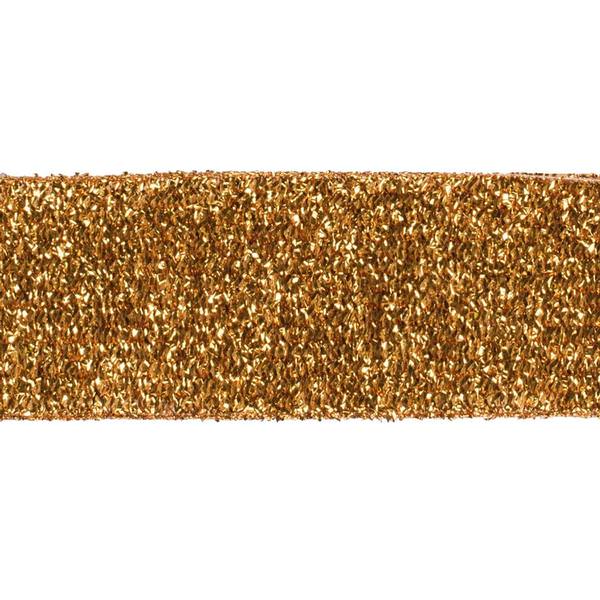 2.5" x 10yd Gold Woven Metallic Wired Ribbon