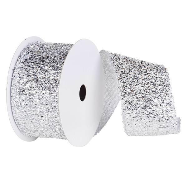 6" x 10yd Silver Woven Metallic Ribbon
