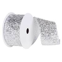 Vickerman 6" x 10yd Silver Woven Metallic Ribbon