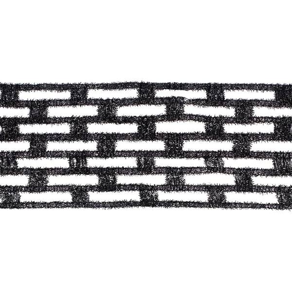 6" x 10yd Black Metallic Rectangle Wired Mesh Ribbon