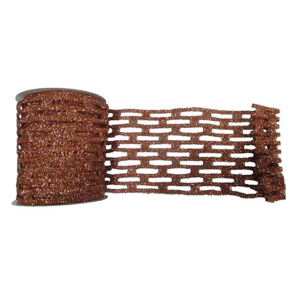 6" x 10yd Copper Metallic Rectangle Wired Mesh Ribbon