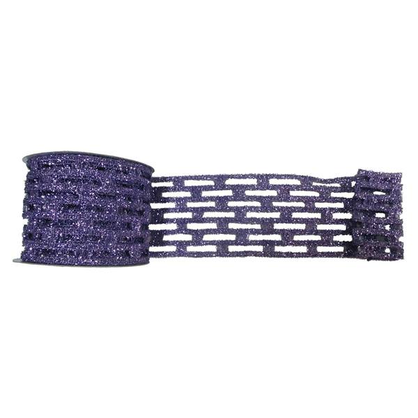 4" x 10yd Lavender Metallic Rectangle Wired Mesh Ribbon