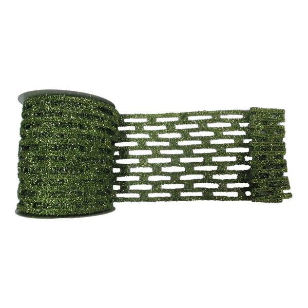 6" x 10yd Lime Metallic Rectangle Wired Mesh Ribbon