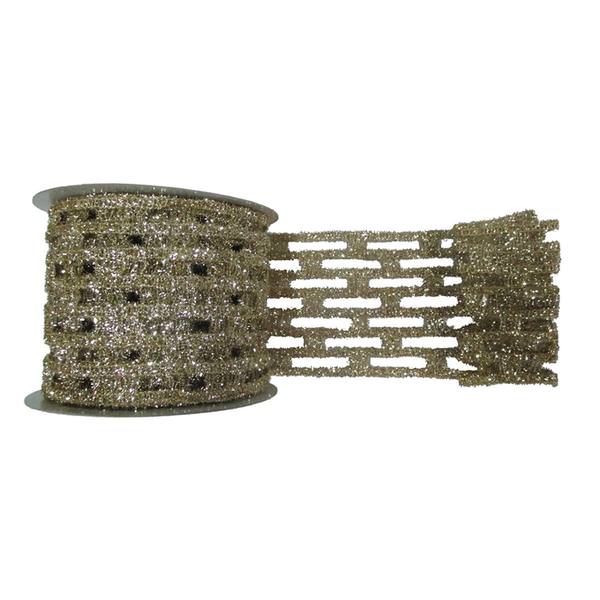 4" x 10yd Champagne Metallic Rectangle Wired Mesh Ribbon