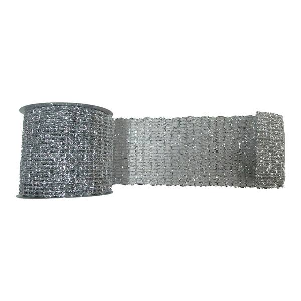 4" x 10yd Silver Metallic Wired Mesh Ribbon