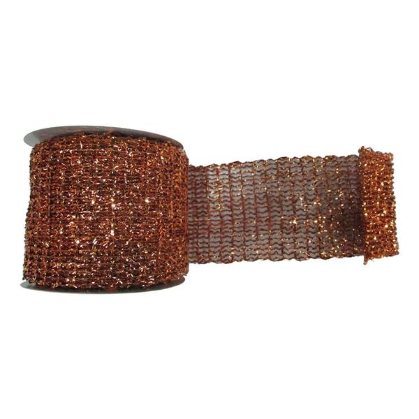 4" x 10yd Copper Metallic Wired Mesh Ribbon