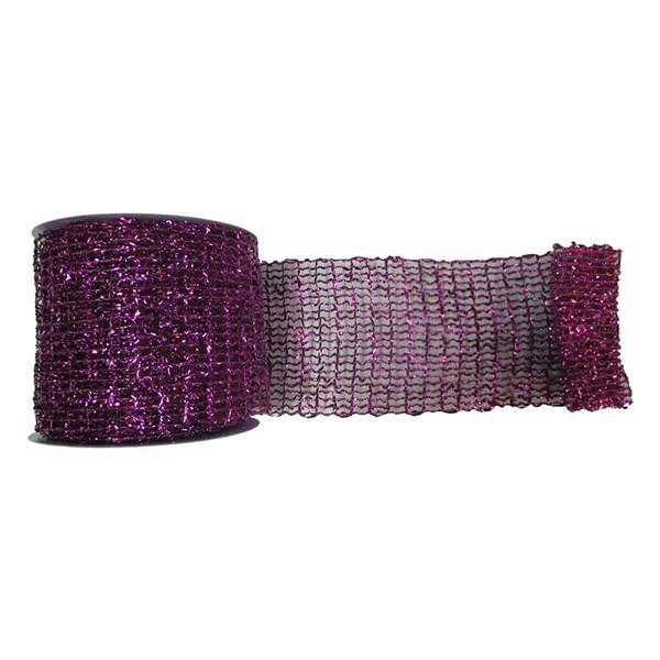 4" x 10yd Purple Metallic Wired Mesh Ribbon