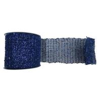 Vickerman 6" x 10yd Blue Metallic Wired Mesh Ribbon