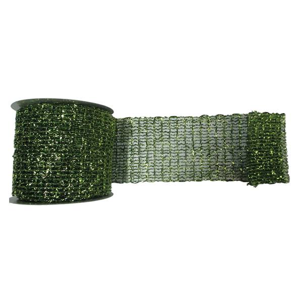 4" x 10yd Lime Metallic Wired Mesh Ribbon