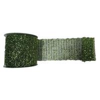Vickerman 4" x 10yd Lime Metallic Wired Mesh Ribbon