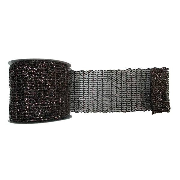 4" x 10yd Chocolate Metallic Wired Mesh Ribbon