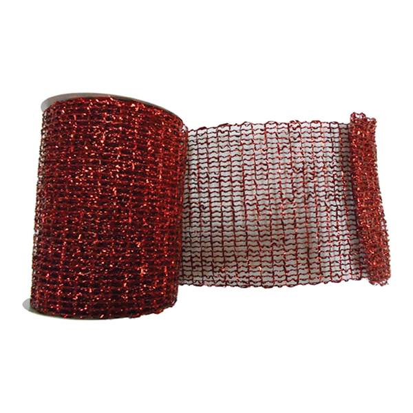 6" x 10yd Red Metallic Wired Mesh Ribbon