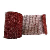 Vickerman 6" x 10yd Red Metallic Wired Mesh Ribbon