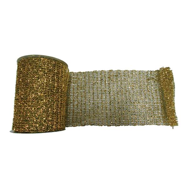 6" x 10yd Gold Metallic Wired Mesh Ribbon