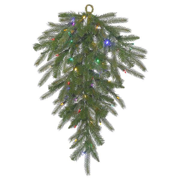 36" x 18" Artificial Dunhill Fir Teardrop 50 Multi-Color Italian LED Lights